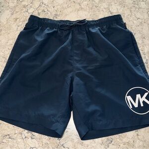 Michael Kors Men’s Navy Swim Trunks with White MK Emblem